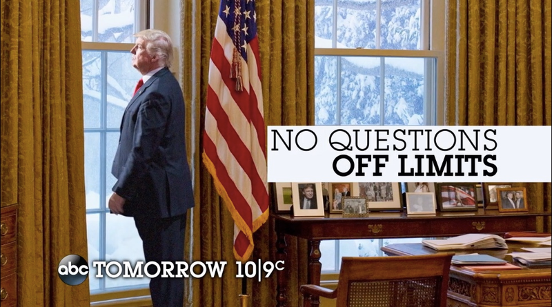 Promotional image for an interview with President Trump by ABC News that used a fake photo originally created back in September before he was elected